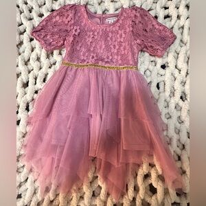 Nanette Lepore Pink Lace Dress with Gold Accent